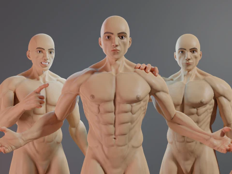 Realistic 3D Male Muscular Character Game-Ready Highly Detailed 3D Model