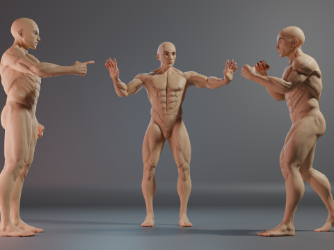 Realistic 3D Male Muscular Character Game-Ready Highly Detailed Modelo 3D