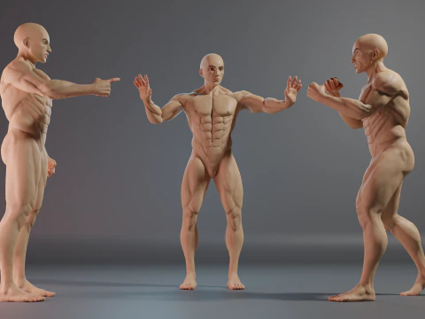 Realistic 3D Male Muscular Character Game-Ready Highly Detailed 3D Model