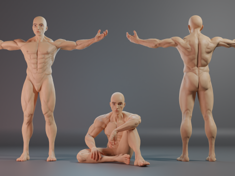 Realistic 3D Male Muscular Character Game-Ready Highly Detailed Modelo 3D