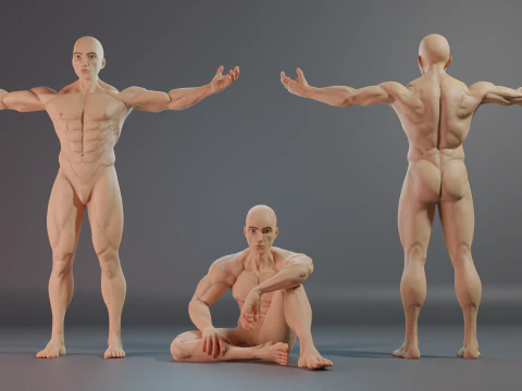 Realistic 3D Male Muscular Character Game-Ready Highly Detailed 3D Model
