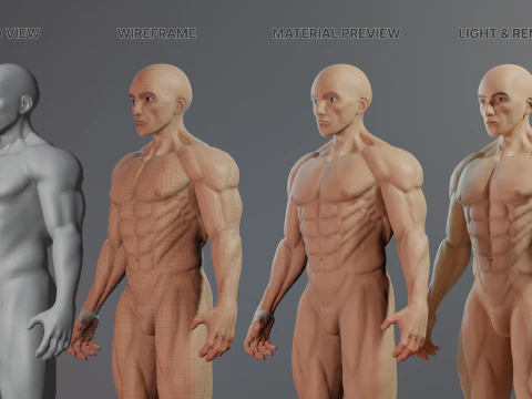 Realistic 3D Male Muscular Character Game-Ready Highly Detailed 3D Model