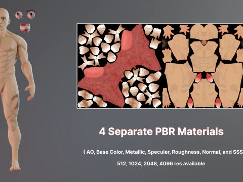 Realistic 3D Male Muscular Character Game-Ready Highly Detailed 3D Model