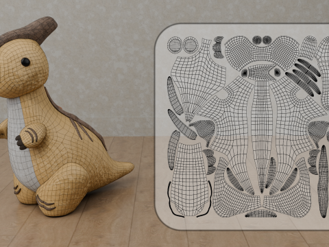 Dinosaur Plush Toy - Parasaurolophus 3D Модель