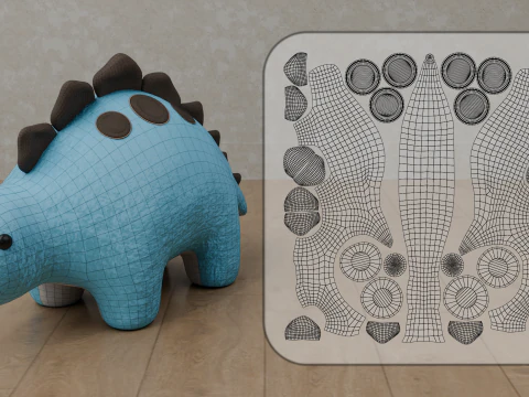 Dinosaur Plush Toy - Stegosaurus 3D Model