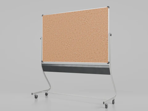 Double-Sided Metal Corkboard - Customizable Rectangular Pin Board 3D Model