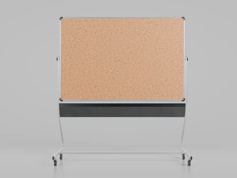 Double-Sided Metal Corkboard - Customizable Rectangular Pin Board 3D Model