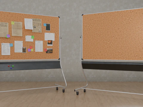 Double-Sided Metal Corkboard - Customizable Rectangular Pin Board 3D Model