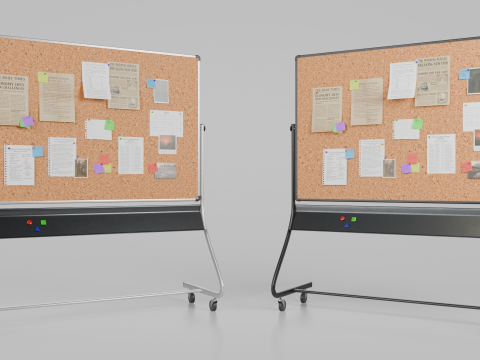 Double-Sided Metal Corkboard - Customizable Rectangular Pin Board 3Dモデル