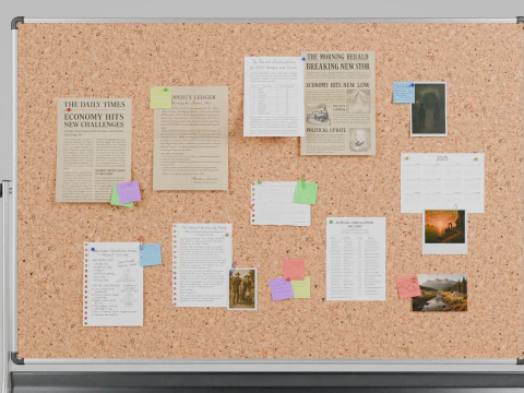 Double-Sided Metal Corkboard - Customizable Rectangular Pin Board 3D Model