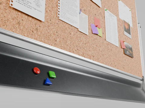 Double-Sided Metal Corkboard - Customizable Rectangular Pin Board 3D Model