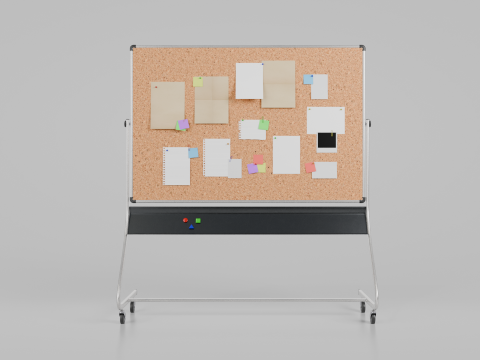 Double-Sided Metal Corkboard - Customizable Rectangular Pin Board 3Dモデル