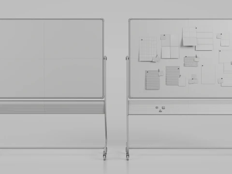 Double-Sided Metal Corkboard - Customizable Rectangular Pin Board 3D Model