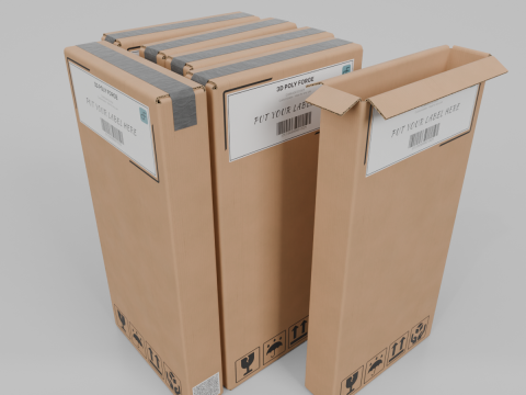 Cardboard Box R-024 - Rigged and Customizable 3D Model