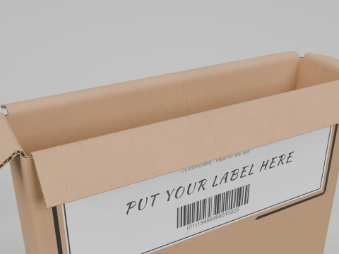 Cardboard Box R-024 - Rigged and Customizable 3D Model