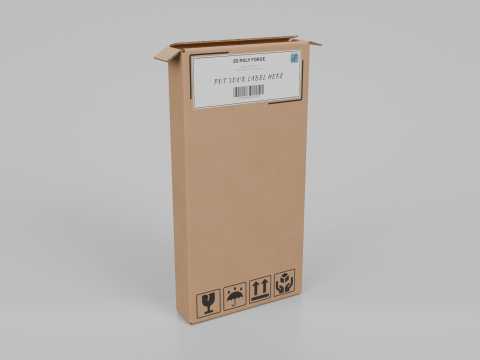 Cardboard Box R-024 - Rigged and Customizable 3D Модель