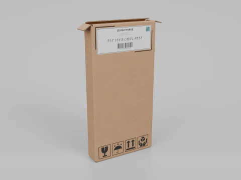 Cardboard Box R-024 - Rigged and Customizable 3D Model