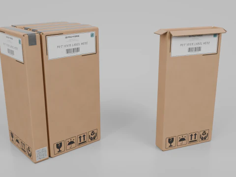 Cardboard Box R-024 - Rigged and Customizable 3D Model