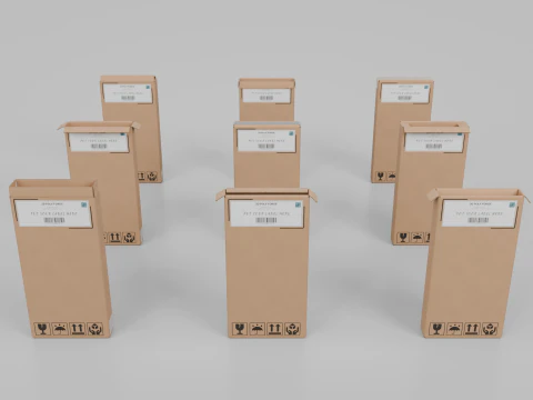 Cardboard Box R-024 - Rigged and Customizable 3D Model
