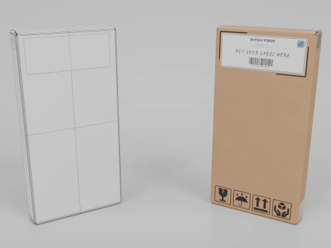 Cardboard Box R-024 - Rigged and Customizable 3D Model