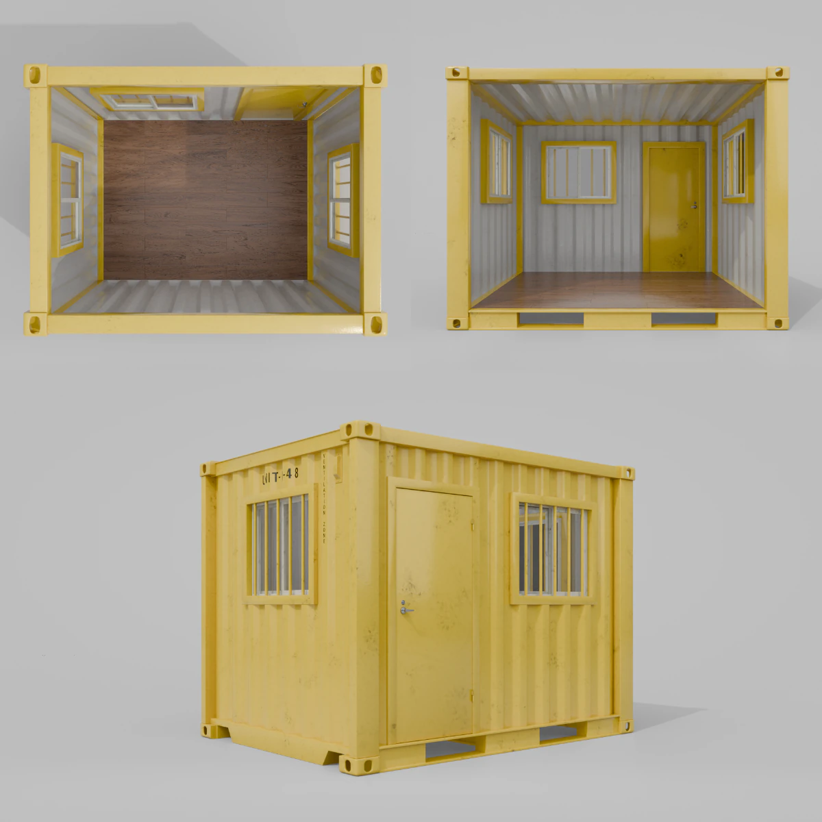 10ft Modified Shipping Container Room - Versatile Modular Space 3D Model .c4d .max .obj .3ds .fbx .stl .blend 