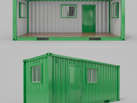 20ft Modified Shipping Container Room - Versatile Modular Space 3D 모델