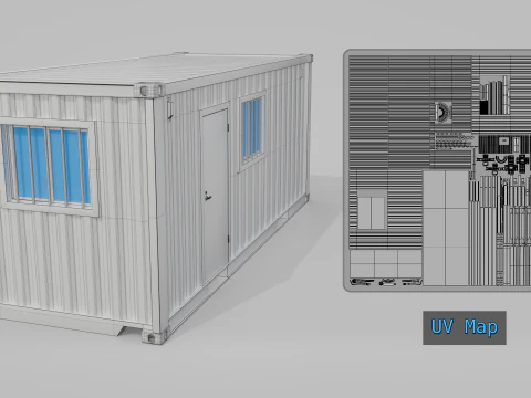 20ft Modified Shipping Container Room - Versatile Modular Space 3D Model