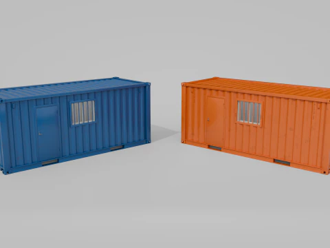 20ft Modified Shipping Container Room - Versatile Modular Space 3D Model