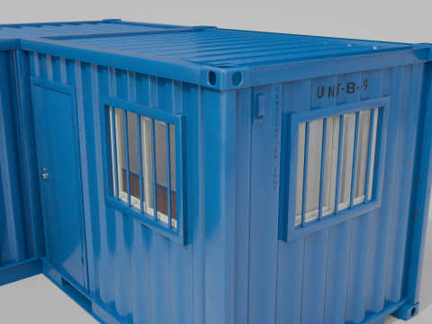 L-Shaped 20ft Shipping Container Room - Modular Corner Unit 3D Model