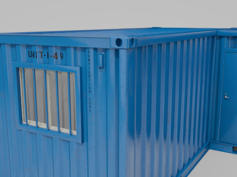 L-Shaped 20ft Shipping Container Room - Modular Corner Unit 3D Model
