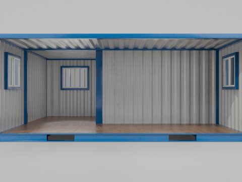 L-Shaped 20ft Shipping Container Room - Modular Corner Unit 3D Model