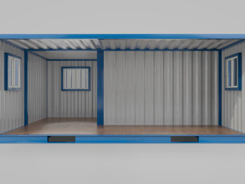 L-Shaped 20ft Shipping Container Room - Modular Corner Unit 3D Model
