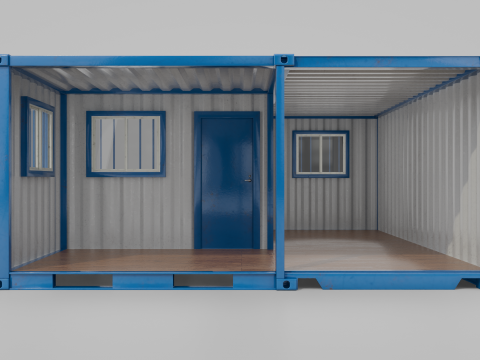 L-Shaped 20ft Shipping Container Room - Modular Corner Unit 3D Model