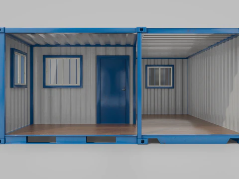 L-Shaped 20ft Shipping Container Room - Modular Corner Unit 3D Model