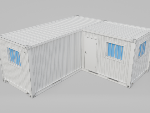 L-Shaped 20ft Shipping Container Room - Modular Corner Unit 3D Model