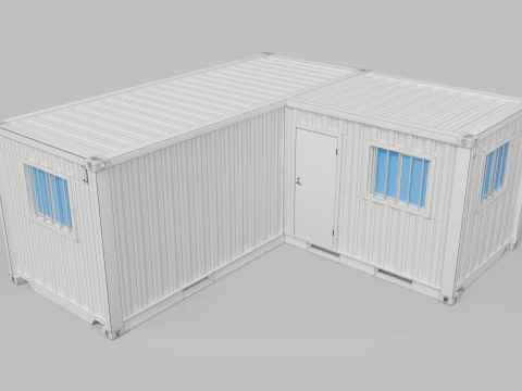 L-Shaped 20ft Shipping Container Room - Modular Corner Unit 3D Model