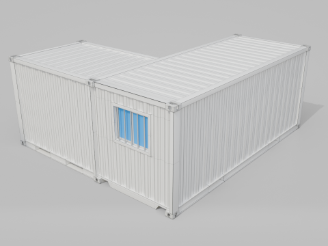 L-Shaped 20ft Shipping Container Room - Modular Corner Unit 3D Model