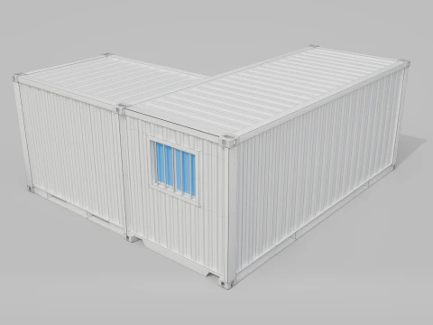 L-Shaped 20ft Shipping Container Room - Modular Corner Unit 3D Model