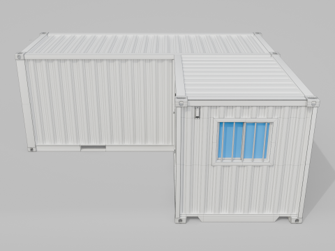 L-Shaped 20ft Shipping Container Room - Modular Corner Unit 3D Model