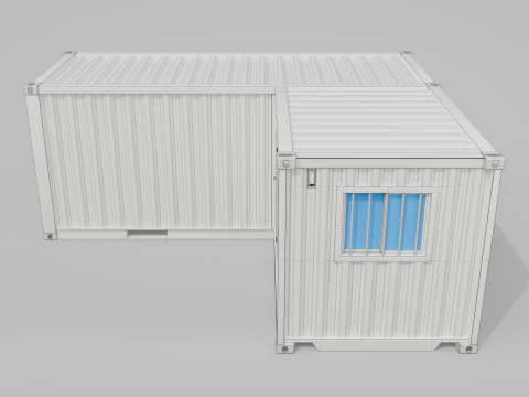 L-Shaped 20ft Shipping Container Room - Modular Corner Unit 3D Model