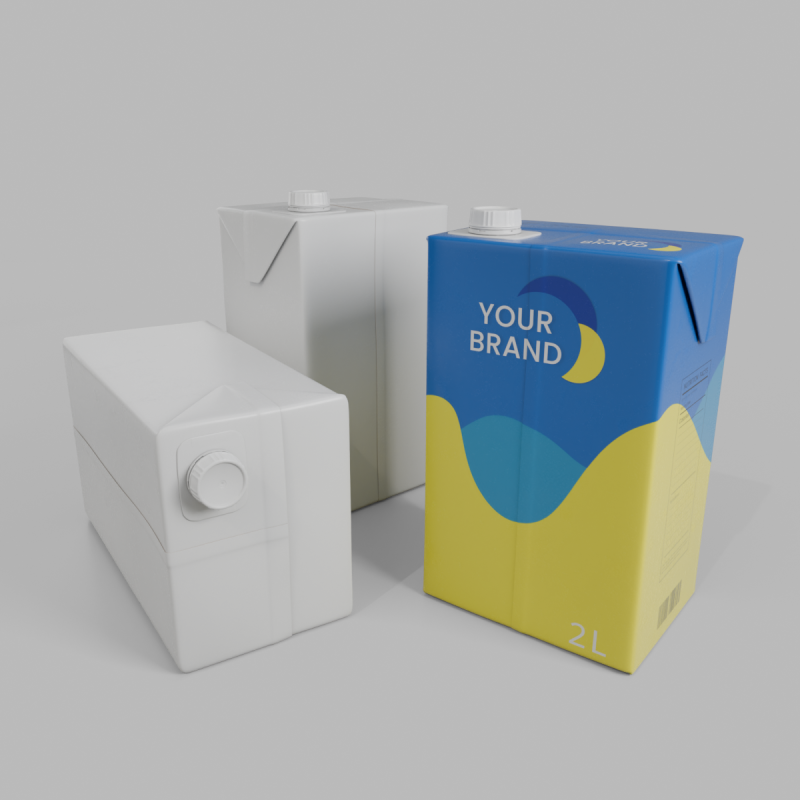 Beverage Carton 2000 ml - Customizable Drink Box 3D मॉडल .c4d .max .obj .3ds .fbx .stl .blend