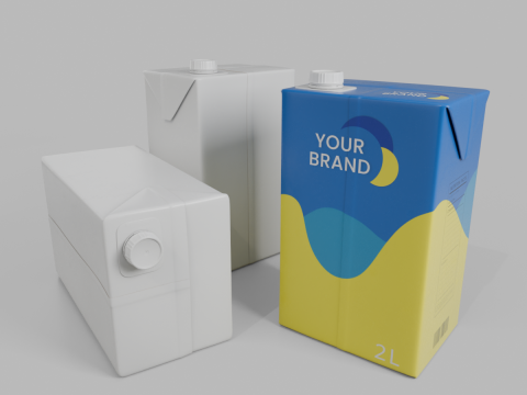 Beverage Carton 2000 ml - Customizable Drink Box Modello 3D