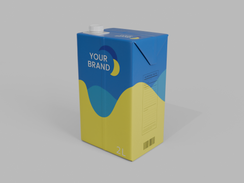 Beverage Carton 2000 ml - Customizable Drink Box 3D मॉडल