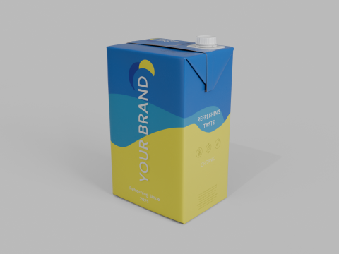 Beverage Carton 2000 ml - Customizable Drink Box 3D मॉडल