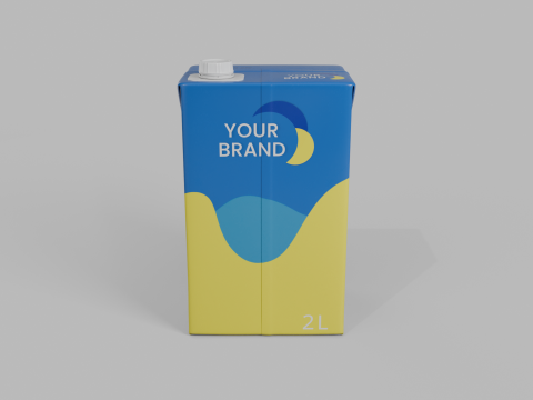 Beverage Carton 2000 ml - Customizable Drink Box 3D मॉडल