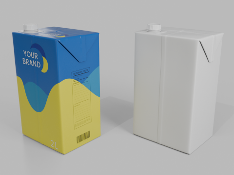 Beverage Carton 2000 ml - Customizable Drink Box 3D मॉडल