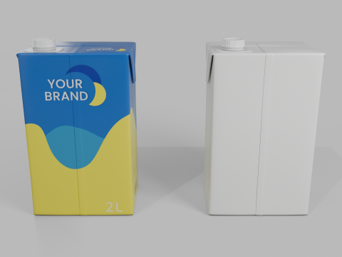 Beverage Carton 2000 ml - Customizable Drink Box 3D मॉडल