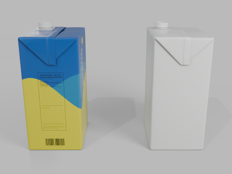 Beverage Carton 2000 ml - Customizable Drink Box 3D मॉडल