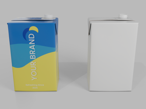 Beverage Carton 2000 ml - Customizable Drink Box 3D मॉडल