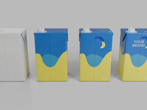 Beverage Carton 2000 ml - Customizable Drink Box 3D Model